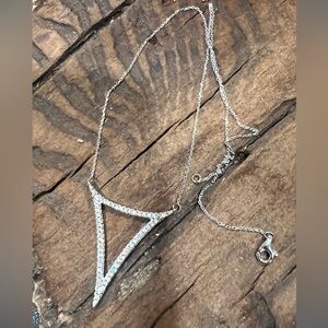 Large Triangular Choker Necklace Zirconia Geometrical Luxurious Dainty Chain 18”